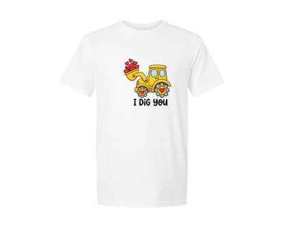 brand:Generic|color:White|I Dig You Construction Valentine Day Graphic T-Shirt
