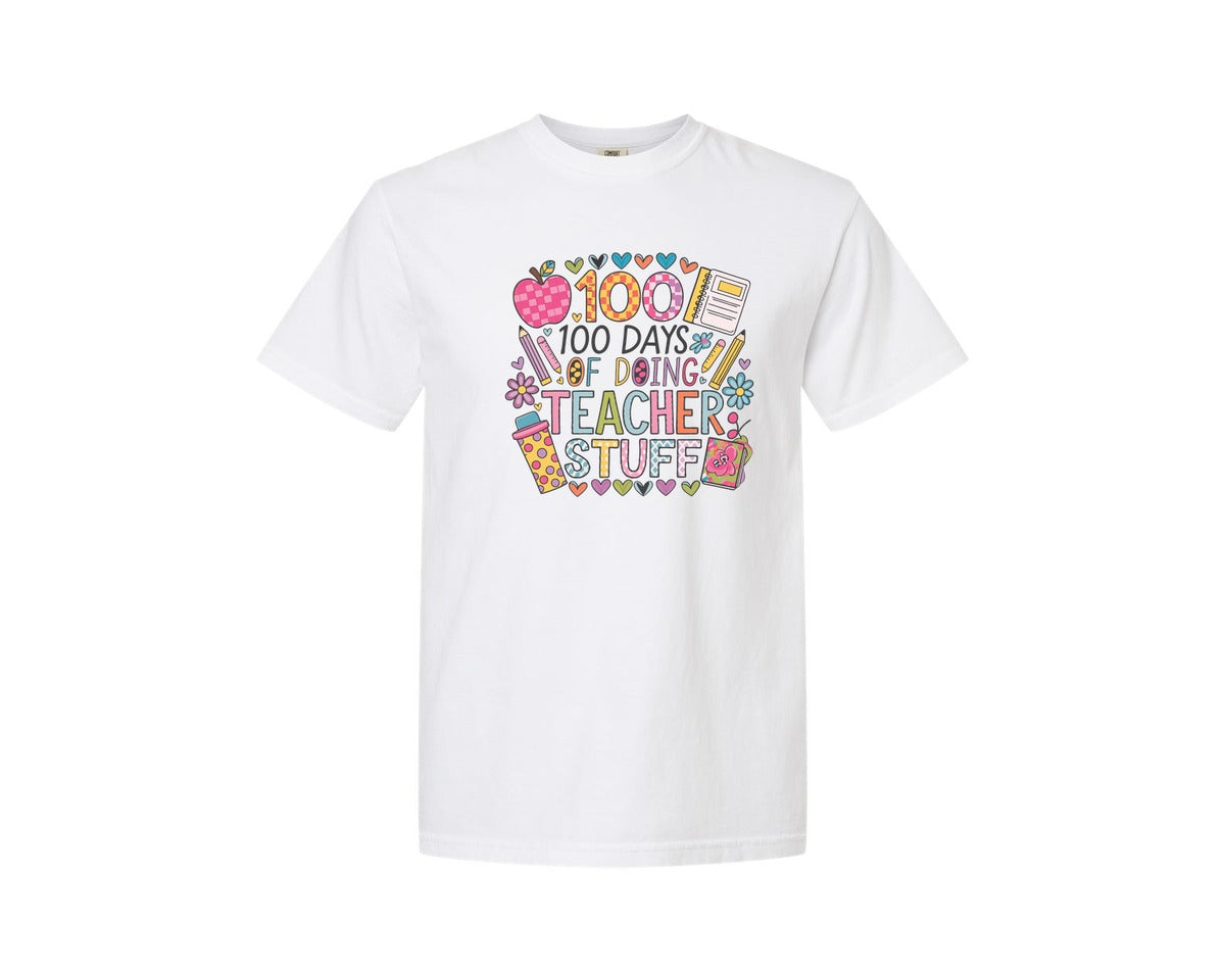 brand:Comfort Colors|color:White|100 Days Of School 57 Graphic T-Shirt