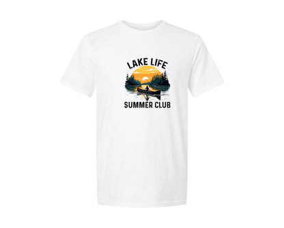 brand:Generic|color:White|Lake Life Summer Club Vacation Cam 3 Graphic T-Shirt