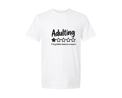 brand:Generic|color:White|Adulting One Star Review Shirt Graphic T-Shirt