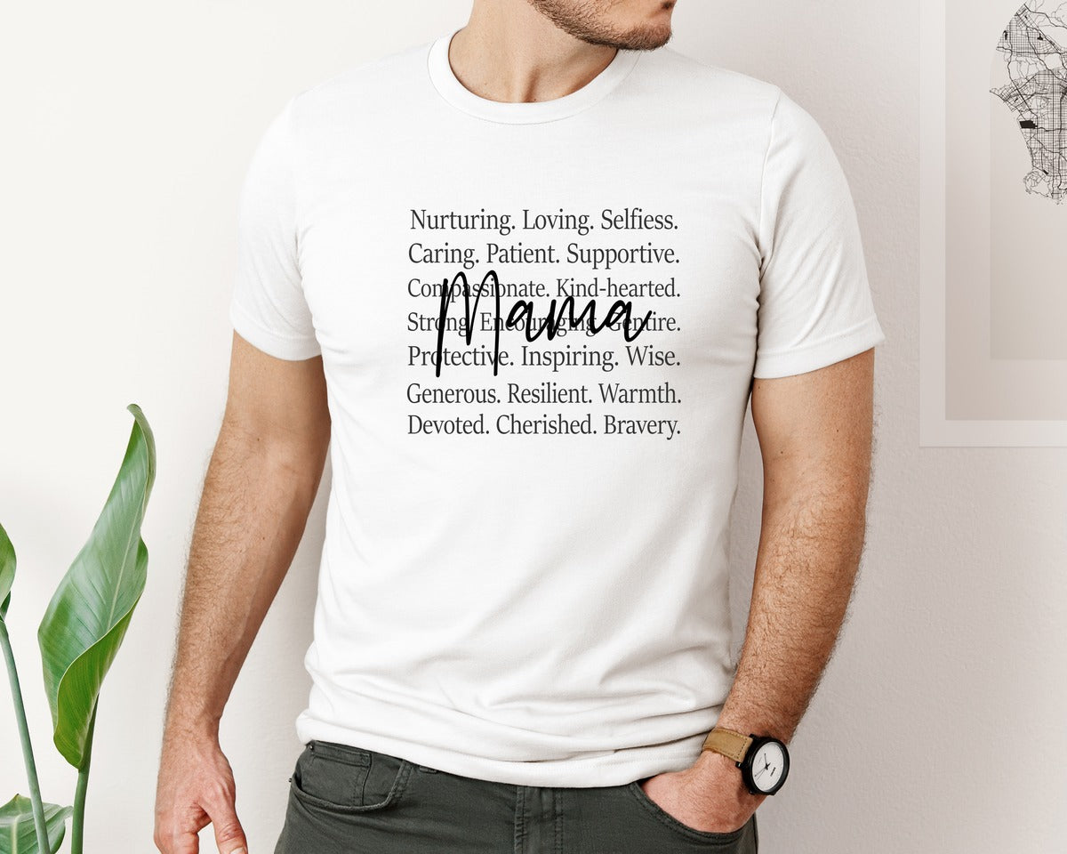 brand:Bella Canvas|color:White|Mama Words Mothers Day Graphic T-Shirt