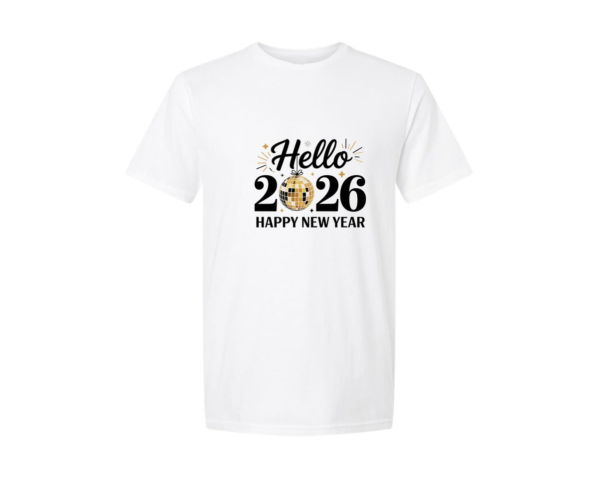 brand:Generic|color:White|Hello 2026 Happy New Year 2026 4 Graphic T-Shirt