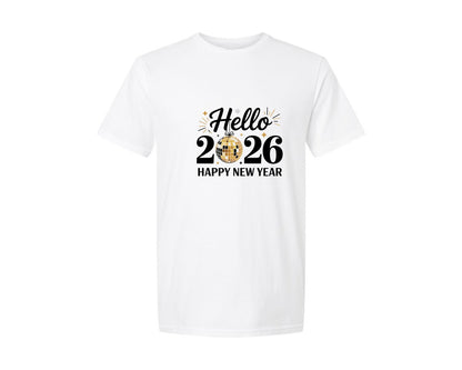 brand:Generic|color:White|Hello 2026 Happy New Year 2026 4 Graphic T-Shirt