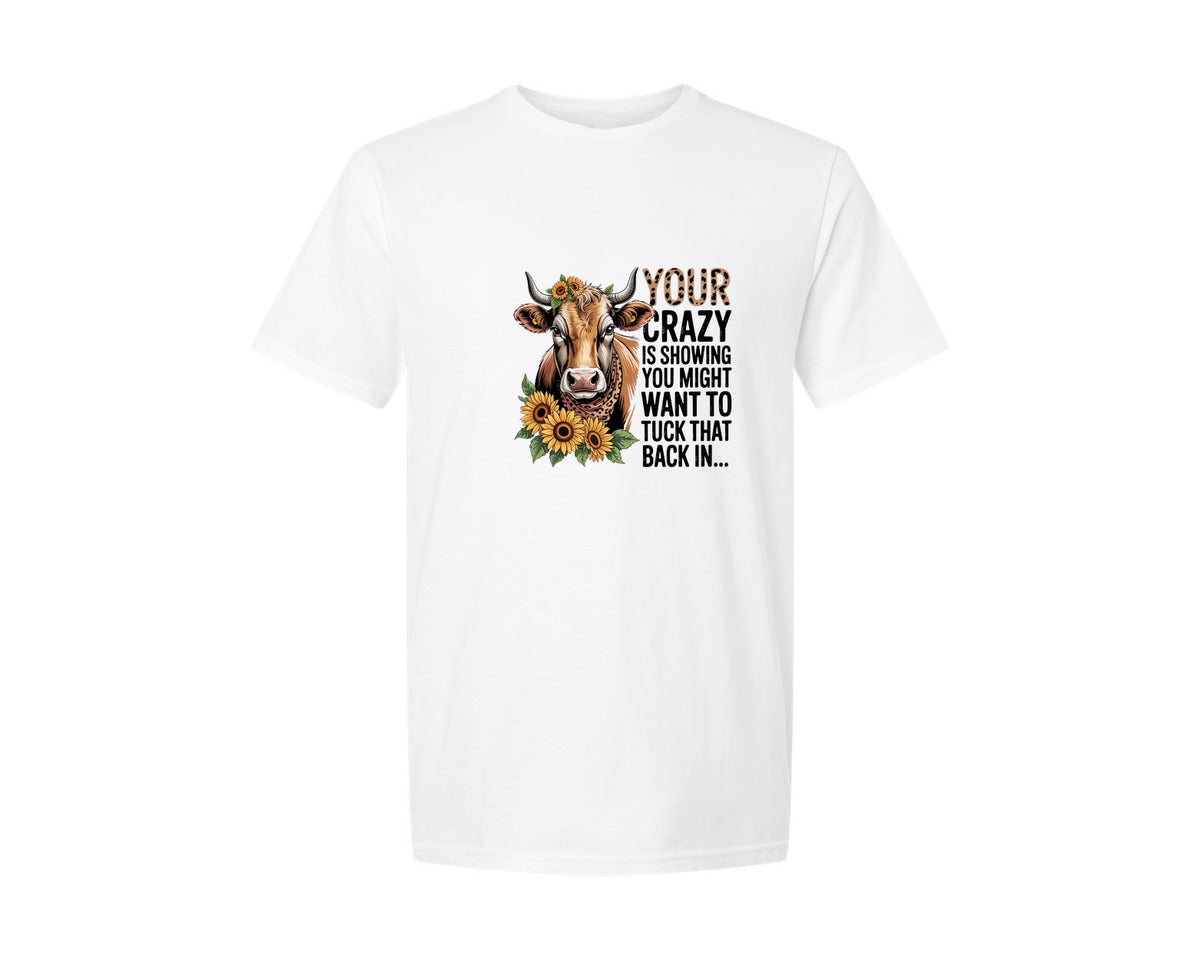 brand:Generic|color:White|Crazy Cow Leopard Bandana Graphic T-Shirt