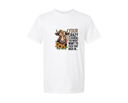 brand:Generic|color:White|Crazy Cow Leopard Bandana Graphic T-Shirt