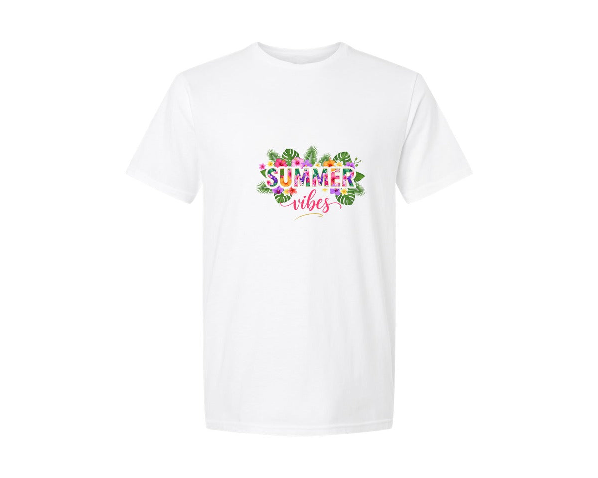 brand:Generic|color:White|Summer Vibes Summer 5 Graphic T-Shirt