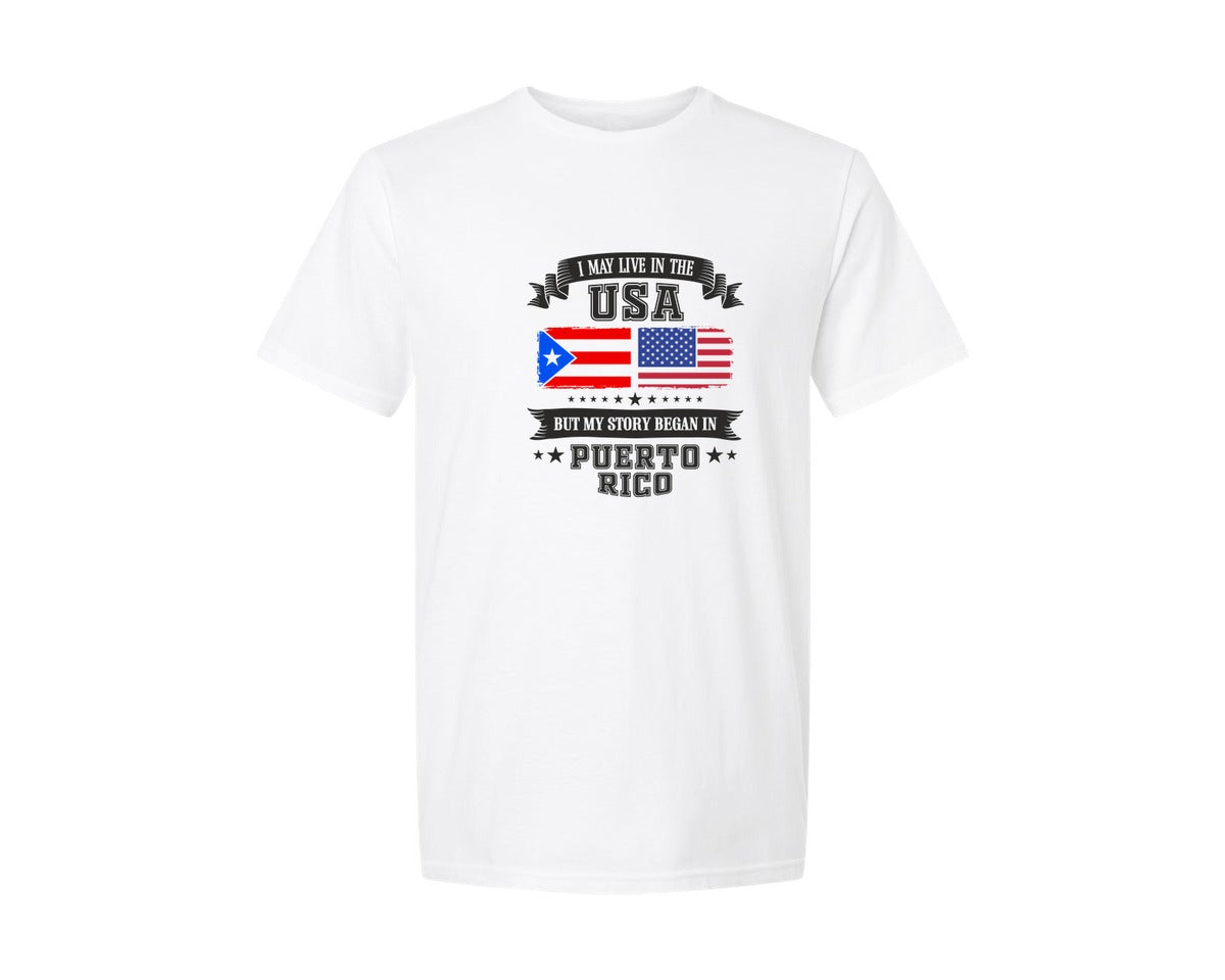 brand:Generic|color:White|My Story Began In Puerto Rico Graphic T-Shirt