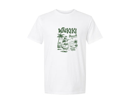 brand:Generic|color:White|Waikiki Beach Endless Summer Hawaii Graphic T-Shirt