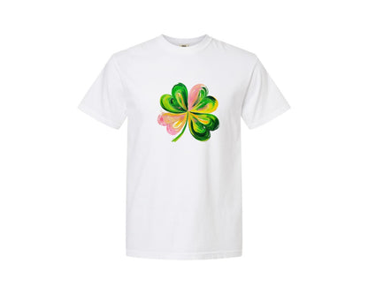 brand:Comfort Colors|color:White|Brushstroke Shamrock Graphic T-Shirt