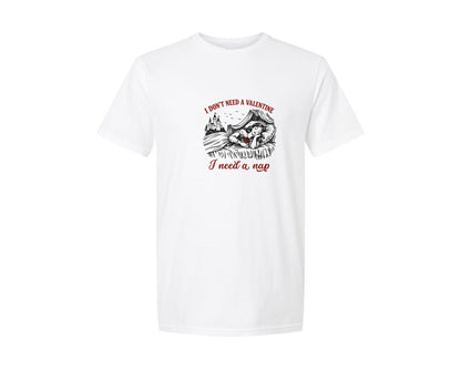 brand:Generic|color:White|I Need A Nap Funny Single Valentine Graphic T-Shirt