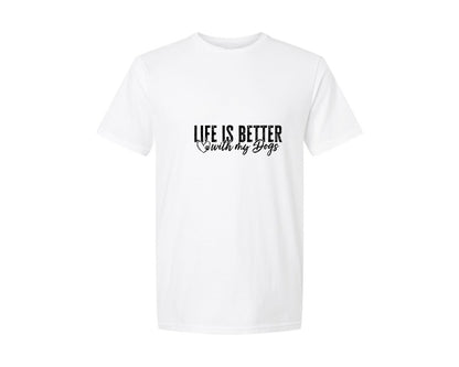 brand:Generic|color:White|Life Is Better With My Dogs Dog Paw Graphic T-Shirt