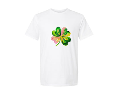 brand:Generic|color:White|Brushstroke Shamrock Graphic T-Shirt