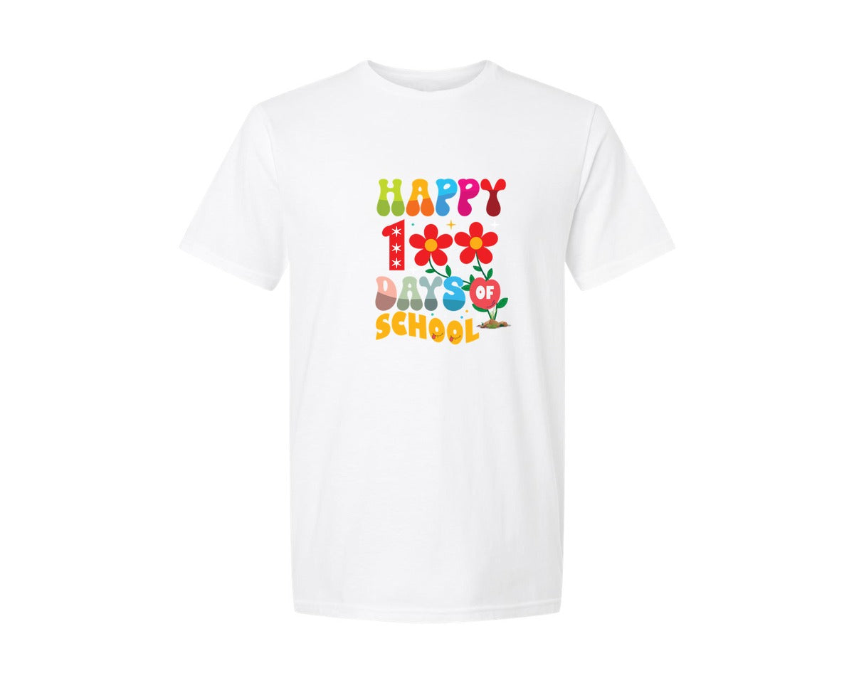 brand:Generic|color:White|100 Days Of School Spirit Chic T Shirt Graphic T-Shirt