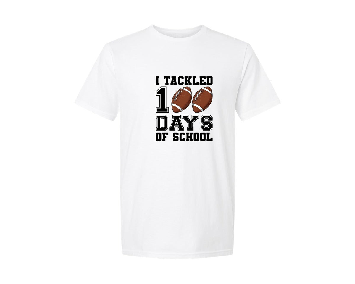 brand:Generic|color:White|I Tackled 100 Days Of School 21 Graphic T-Shirt