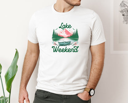 brand:Bella Canvas|color:White|Outdoor Nature Mountain Lake Weekend Graphic T-Shirt