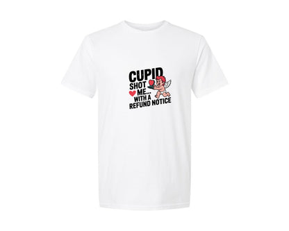 brand:Generic|color:White|Cupid Shot Me With A Refund Notice Graphic T-Shirt