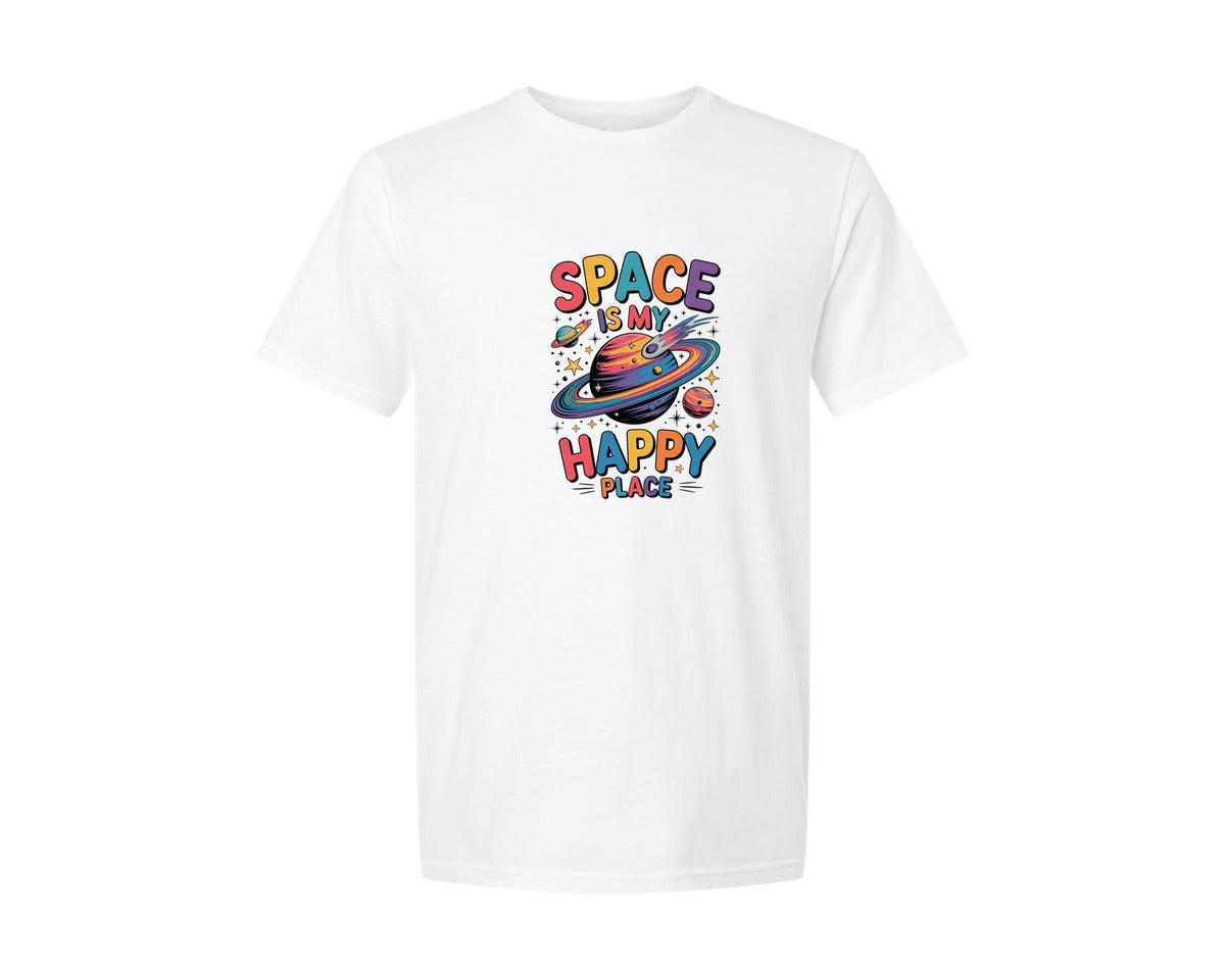 brand:Generic|color:White|Space Is My Happy Place Galaxy Art Graphic T-Shirt