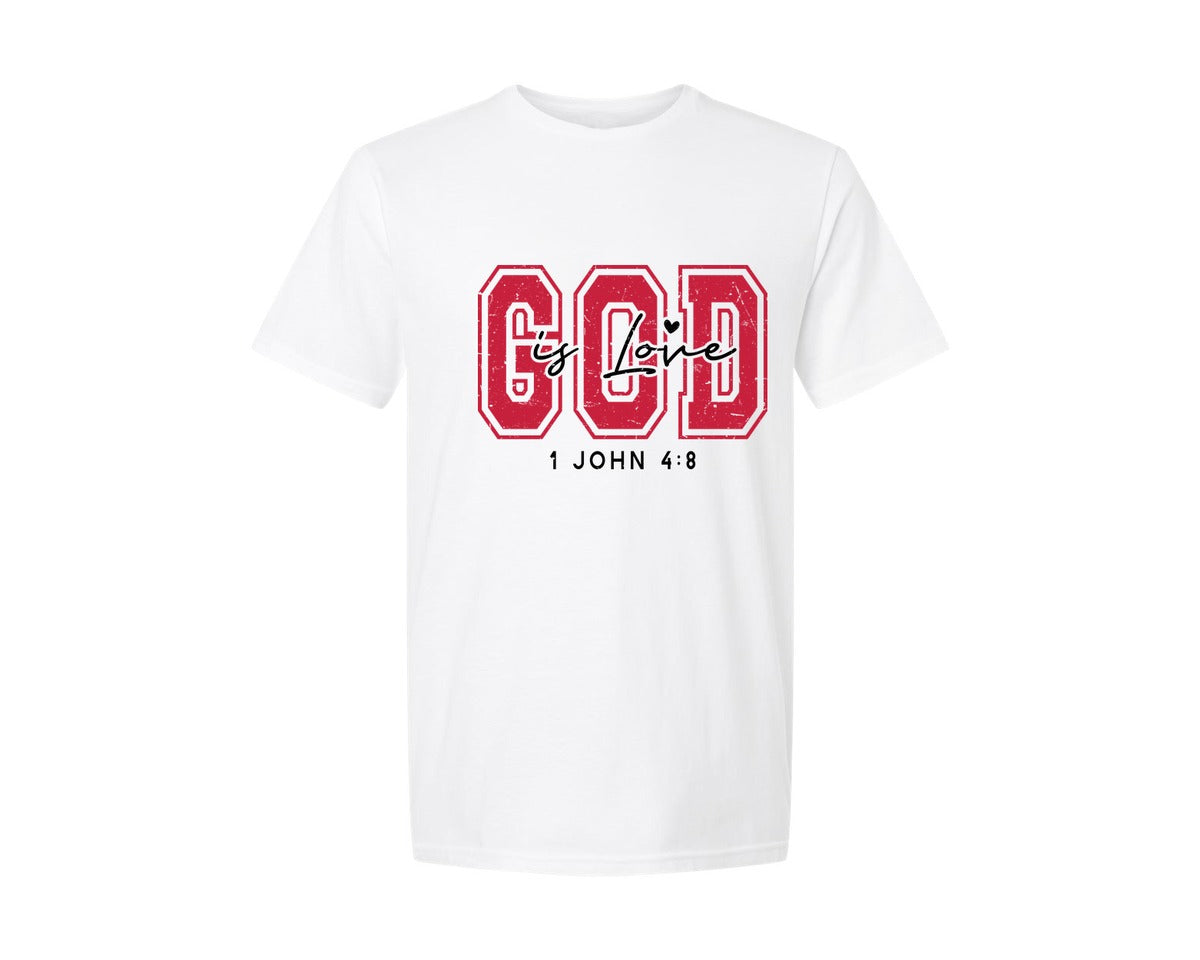 brand:Generic|color:White|Valentine God Is Is Love Graphic T-Shirt