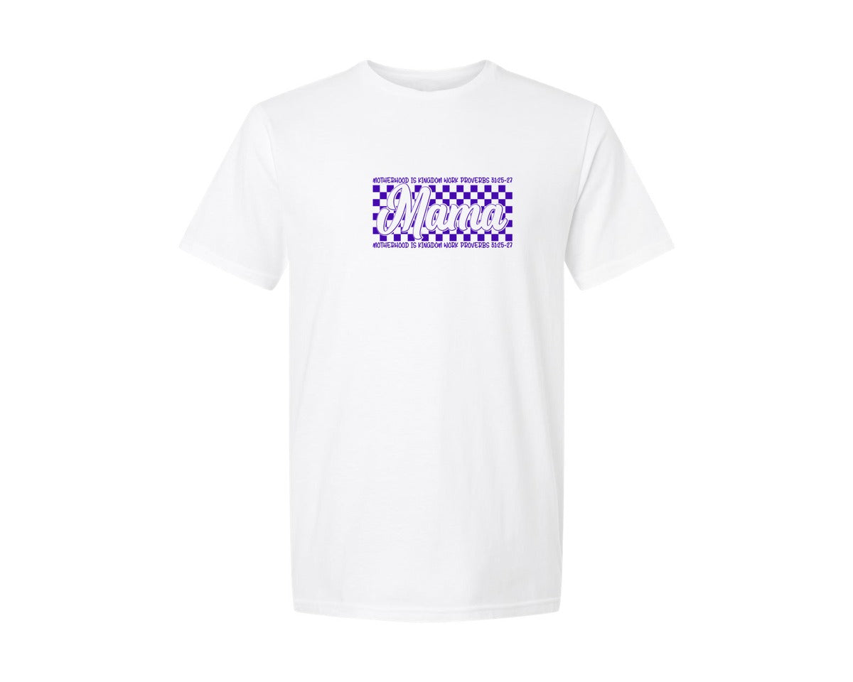 brand:Generic|color:White|Christian Mom Checkered Mama Graphic T-Shirt