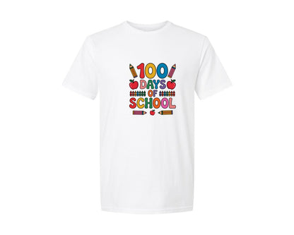 brand:Generic|color:White|100 Days Of School Color Art Graphic T-Shirt