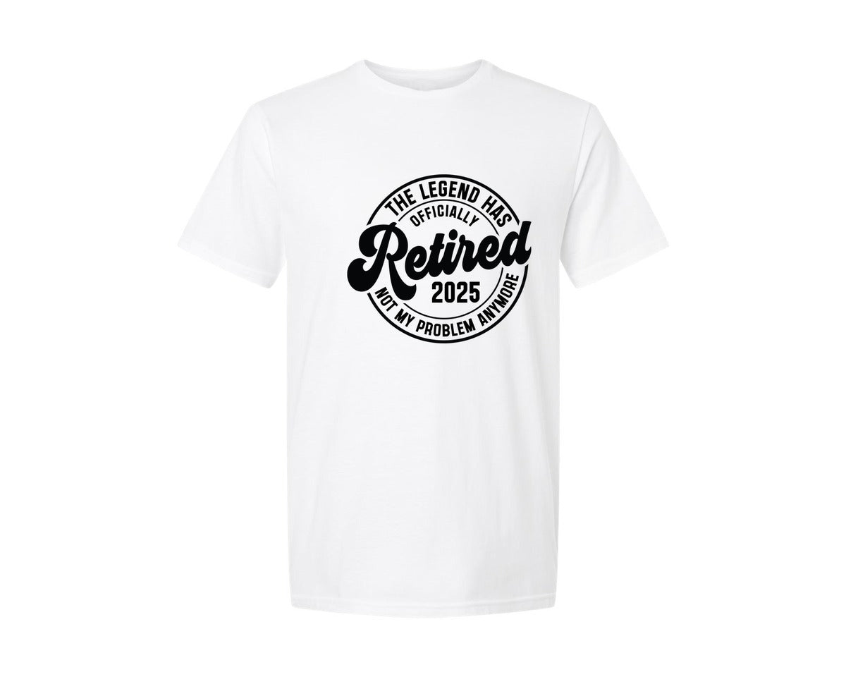brand:Generic|color:White|Officially Retired 2025 Retirement Graphic T-Shirt