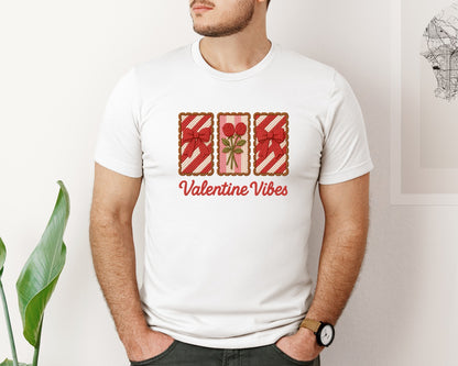 brand:Bella Canvas|color:White|Fuax Yarn Valentine Vibes Graphic T-Shirt