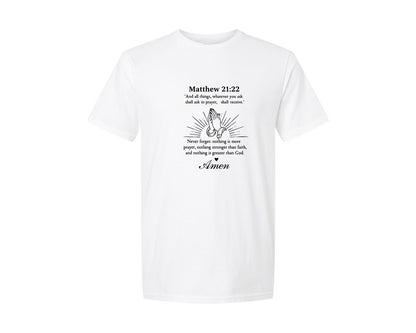 brand:Generic|color:White|Matthew 2122 Praying Hands Graphic T-Shirt