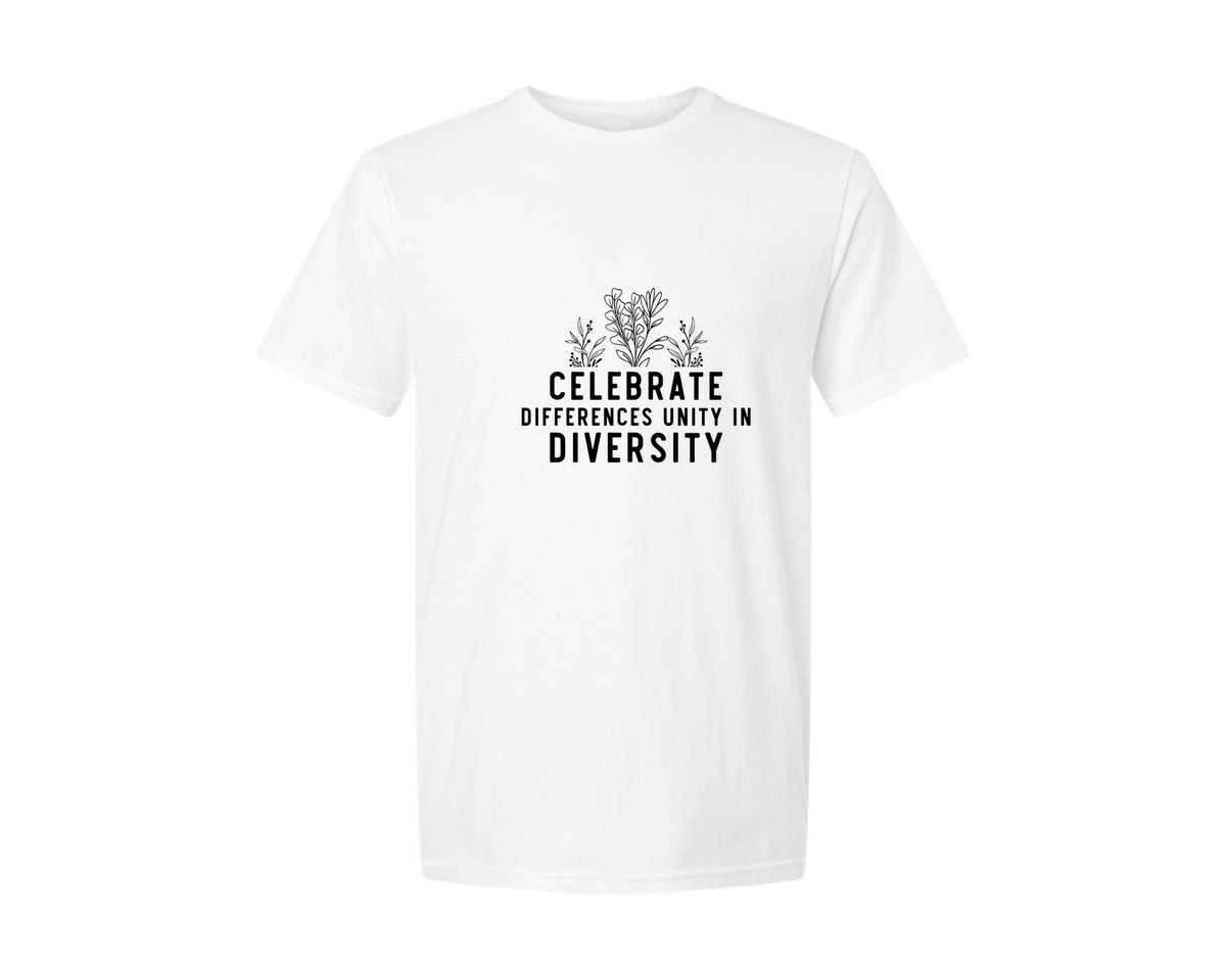 brand:Generic|color:White|Celebrate Differences Unity In Chr Graphic T-Shirt