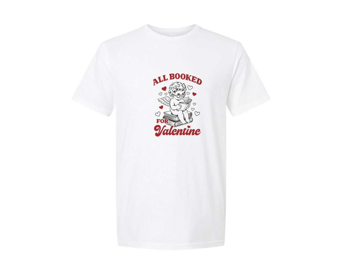 brand:Generic|color:White|All Booked For Valentines Day Cupid 2 Graphic T-Shirt
