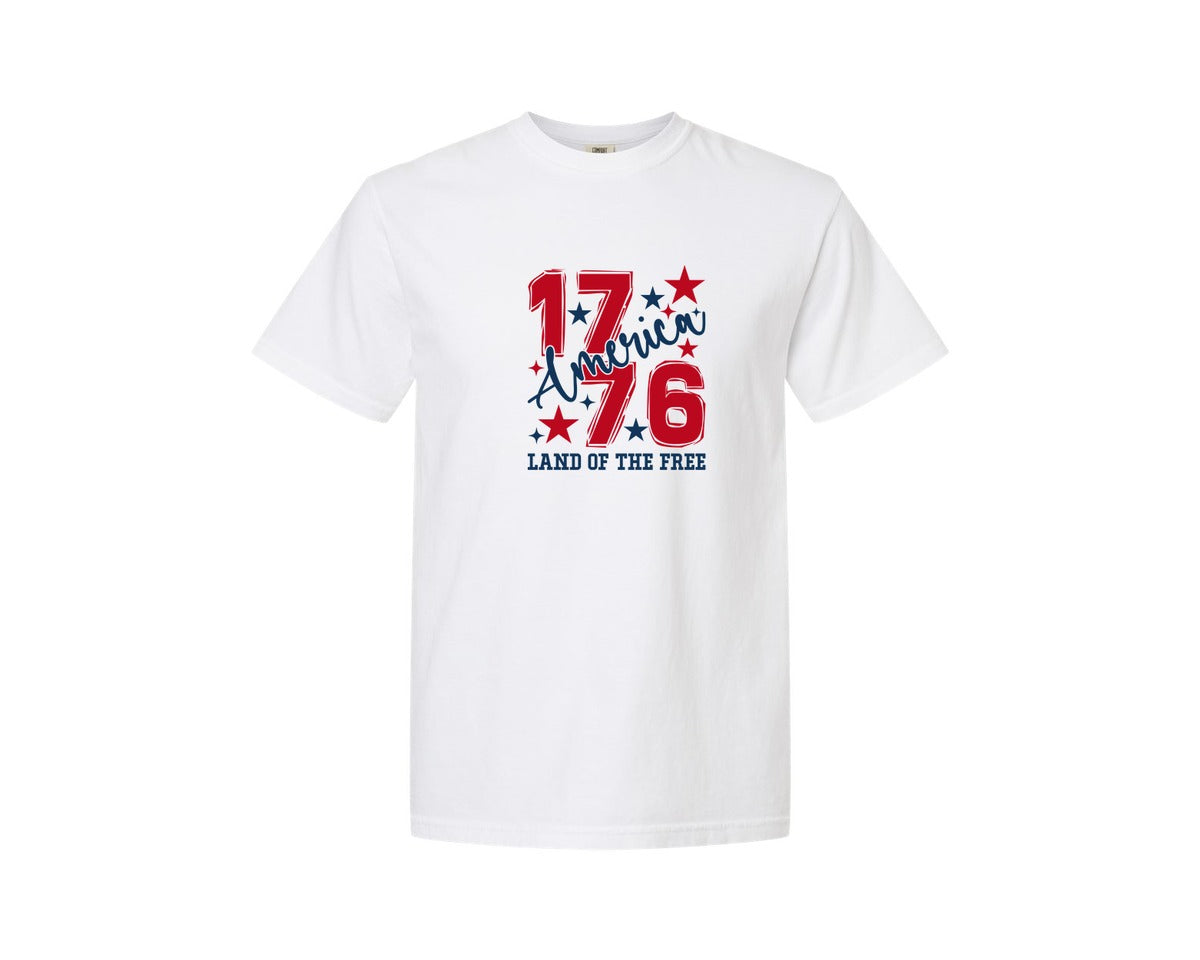 brand:Comfort Colors|color:White|1776 America Land Of The Free Sublimatio Graphic T-Shirt
