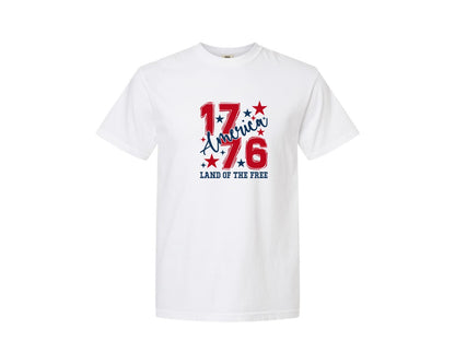 brand:Comfort Colors|color:White|1776 America Land Of The Free Sublimatio Graphic T-Shirt
