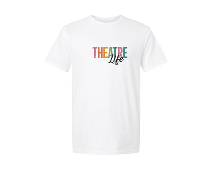 brand:Generic|color:White|Theatre Life Colorful Retro Text Design Graphic T-Shirt