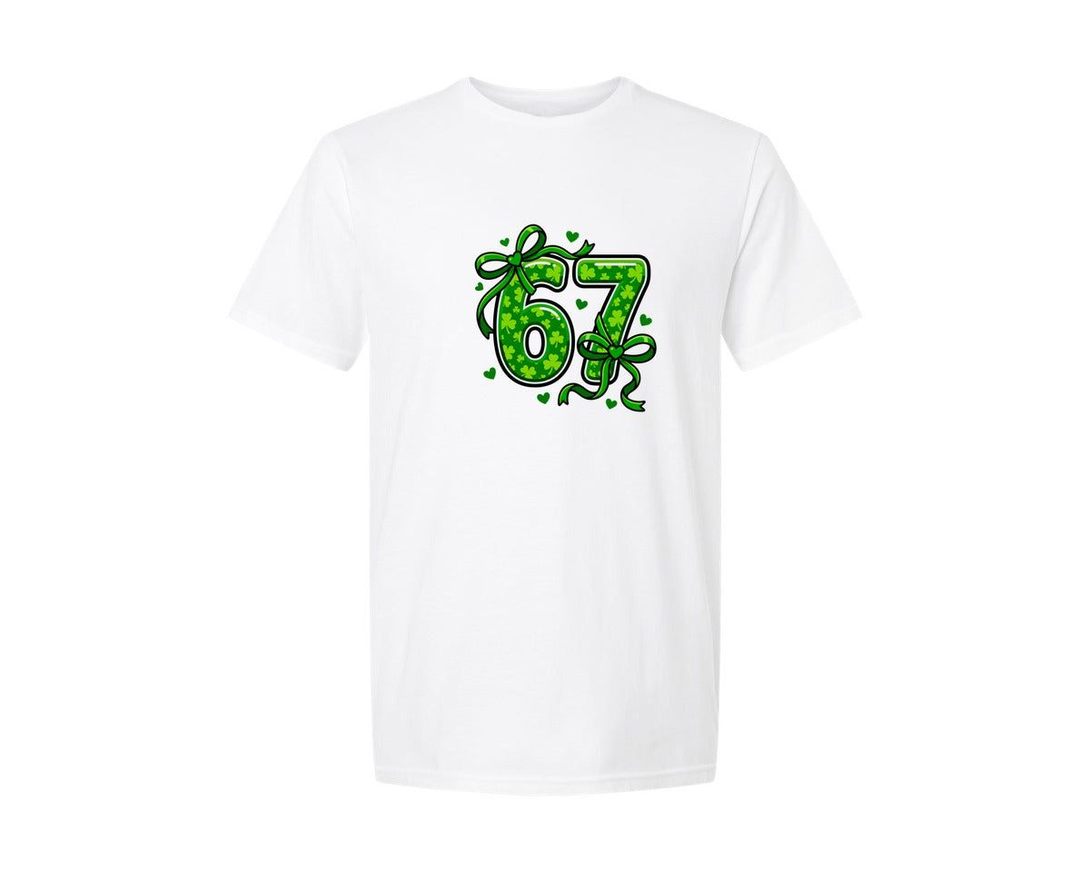brand:Generic|color:White|Trendy Lucky 67 St Patricks Graphic T-Shirt