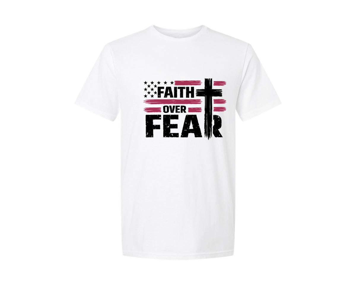 brand:Generic|color:White|Faith Over Fear Christian Design 2 Graphic T-Shirt