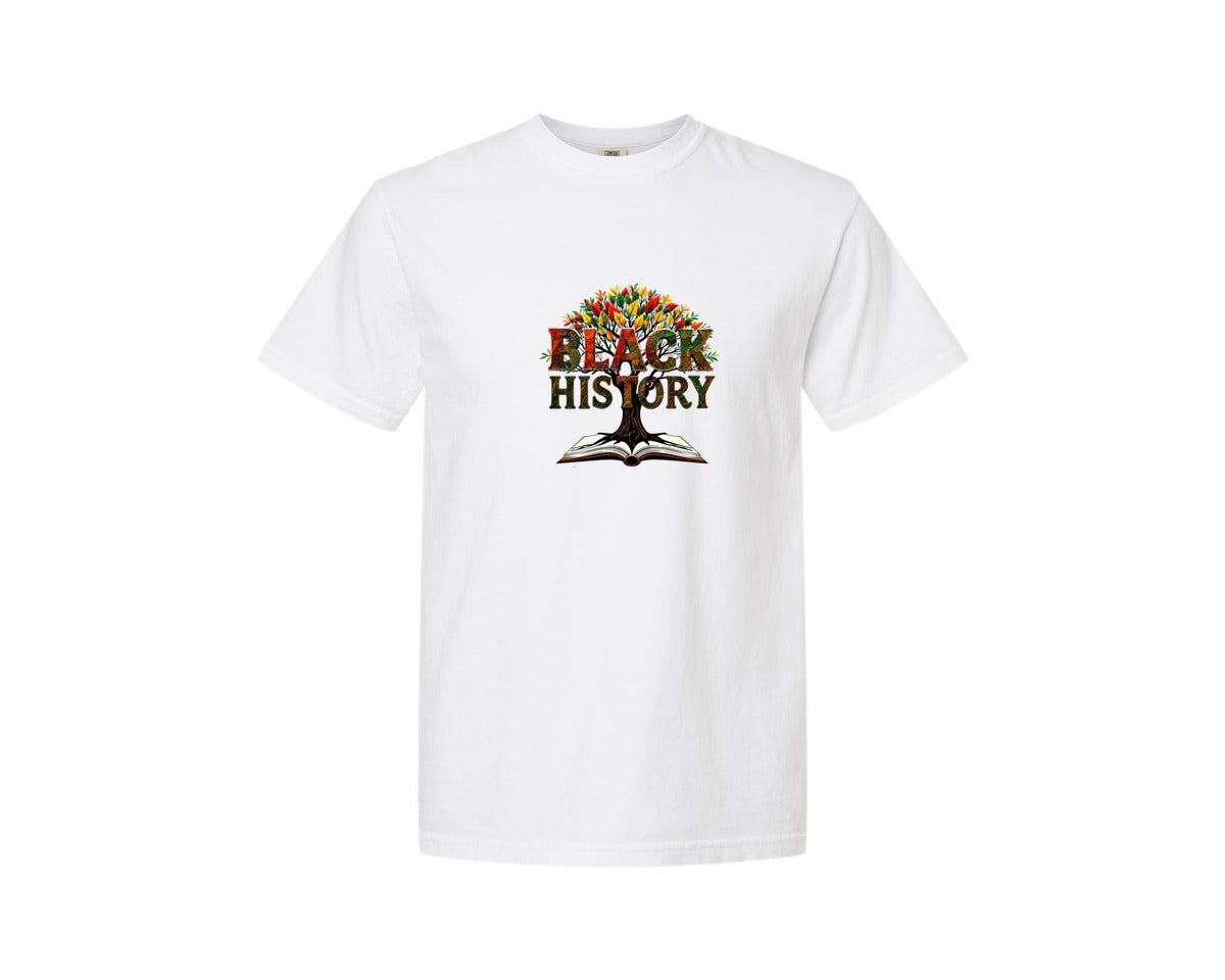 brand:Comfort Colors|color:White|Black History Month Tree Of Knowledge Graphic T-Shirt