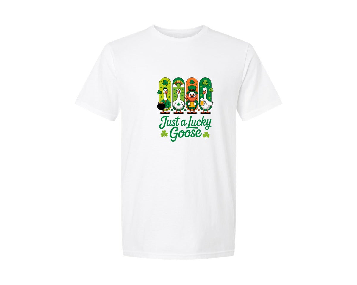brand:Generic|color:White|Just A Lucky Goose Design 2 Graphic T-Shirt
