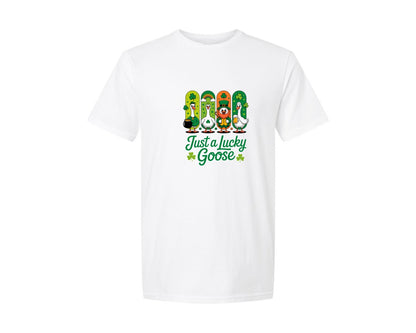 brand:Generic|color:White|Just A Lucky Goose Design 2 Graphic T-Shirt