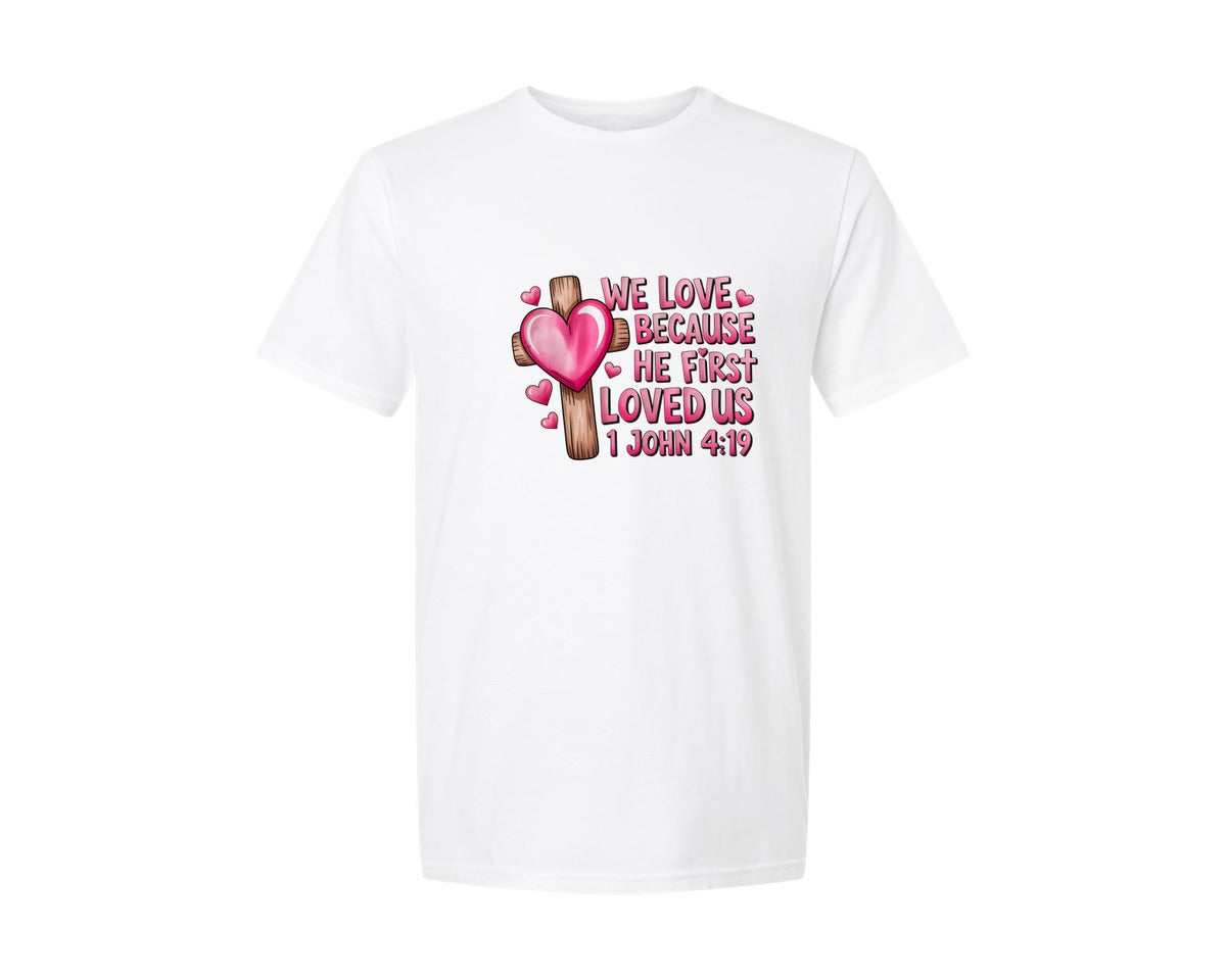 brand:Generic|color:White|Heart Cross Valentine Jesus 3 Graphic T-Shirt