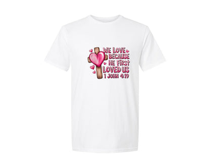 brand:Generic|color:White|Heart Cross Valentine Jesus 3 Graphic T-Shirt