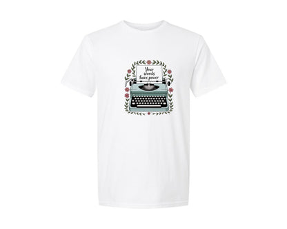 brand:Generic|color:White|Boho Typewriter Positive Word Shirt Graphic T-Shirt