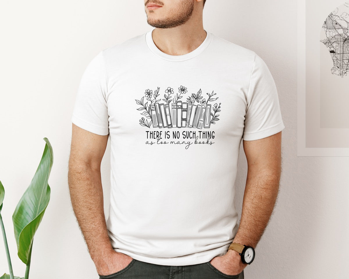 brand:Bella Canvas|color:White|Celestial Floral Books Svgbookshelf Graphic T-Shirt