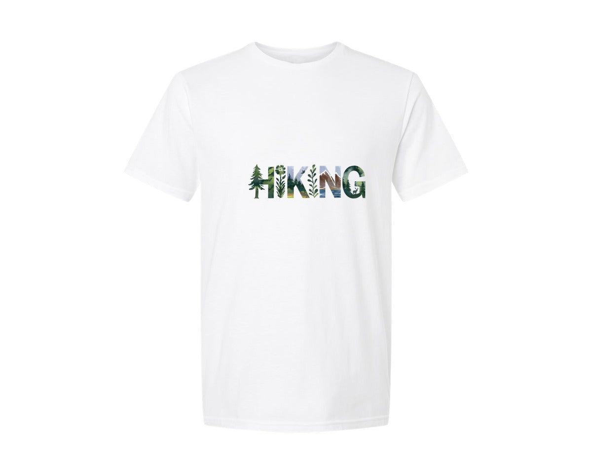 brand:Generic|color:White|Hiking Adventure Forest Landscape Graphic T-Shirt