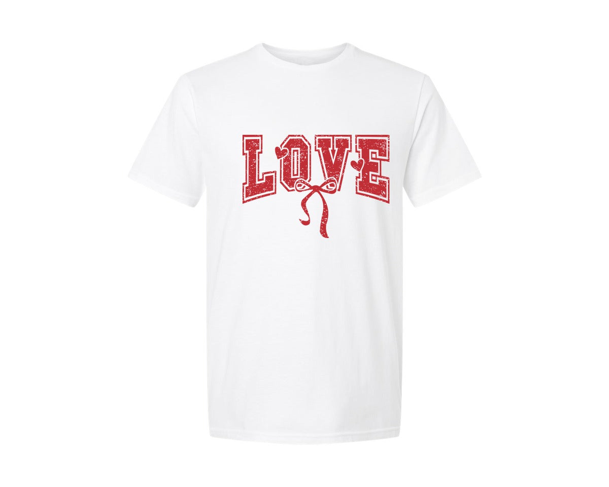 brand:Generic|color:White|Love Coquette Bow Valentine Graphic T-Shirt