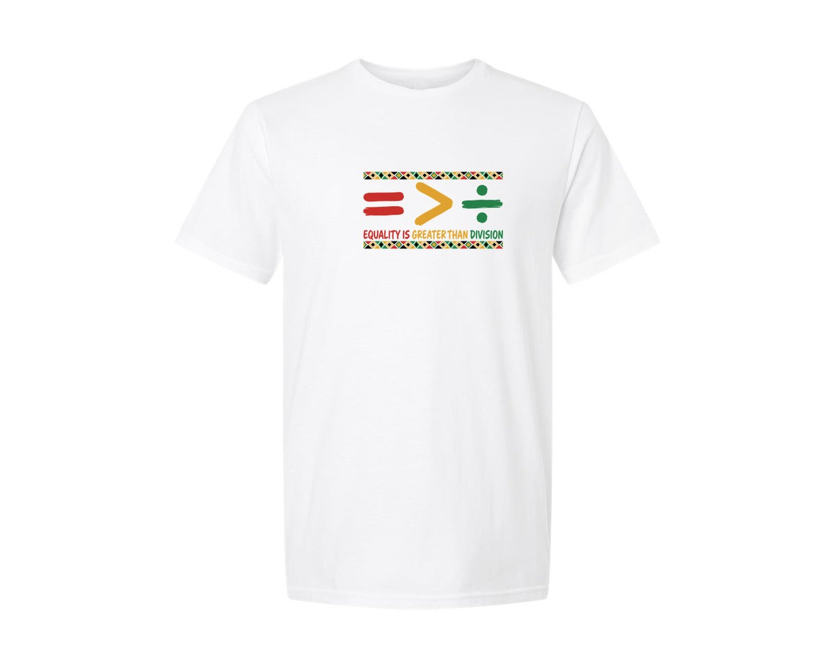 brand:Generic|color:White|Equality Is Greater Than Division 15 Graphic T-Shirt