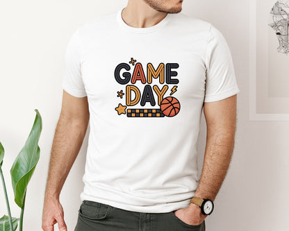 brand:Bella Canvas|color:White|Faux Yarn Game Day Basketball 2 Graphic T-Shirt