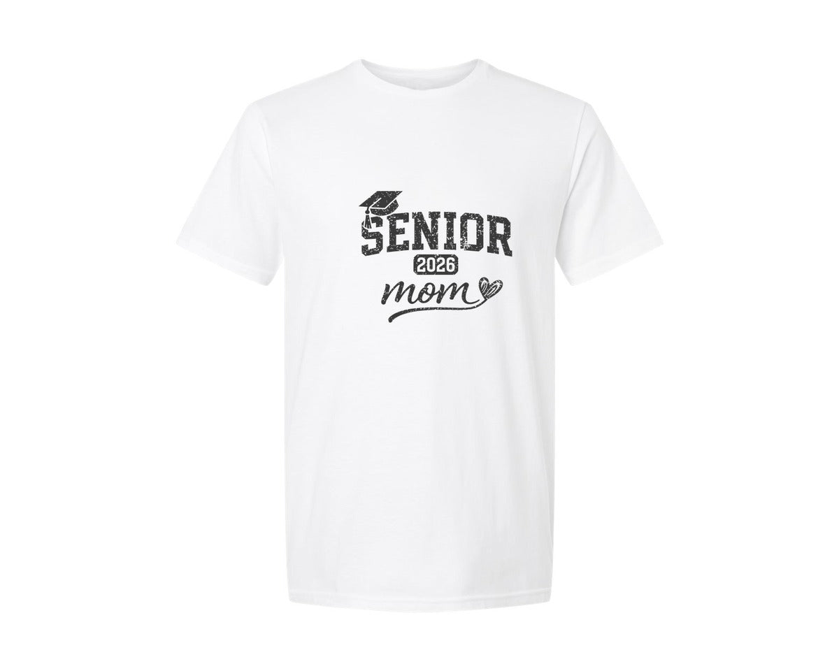 brand:Generic|color:White|Distressed Senior Mom Class 2026 Graphic T-Shirt
