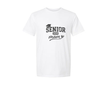 brand:Generic|color:White|Distressed Senior Mom Class 2026 Graphic T-Shirt