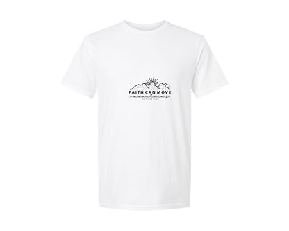 brand:Generic|color:White|Faith Can Move Mountains Scripture 3 Graphic T-Shirt