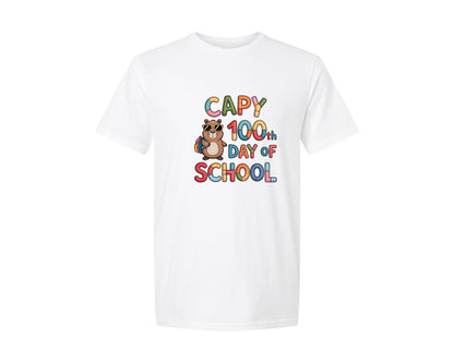 brand:Generic|color:White|Funny Capy 100Th Day Of School 3 Graphic T-Shirt