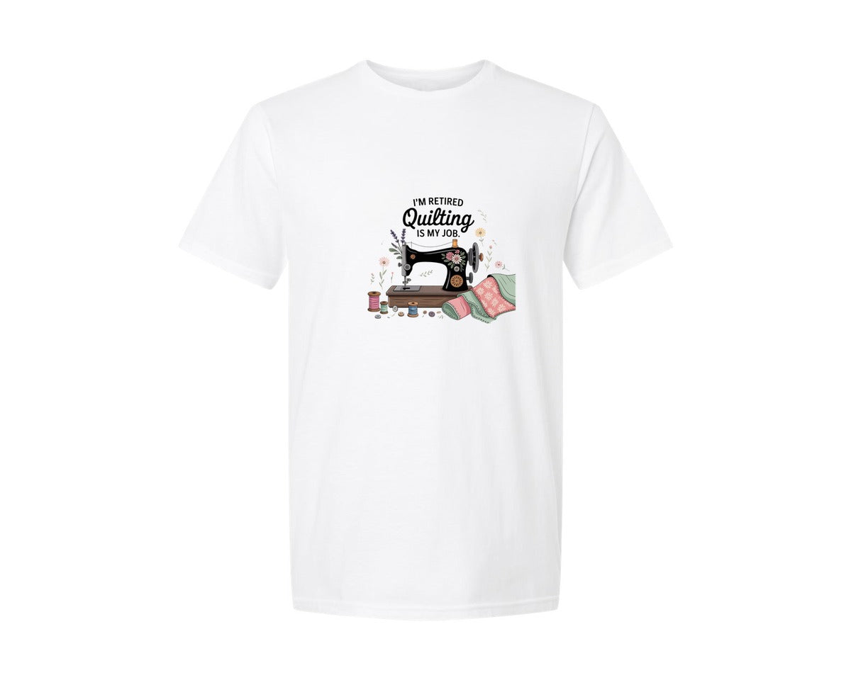 brand:Generic|color:White|Im Retired Quilting Is My Job T Shirt Graphic T-Shirt